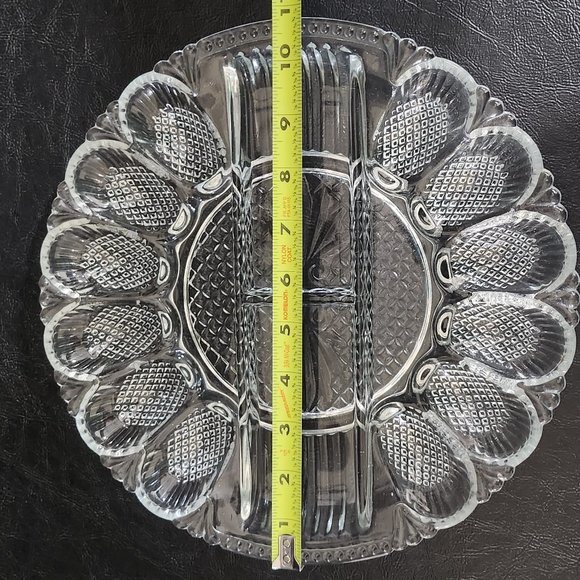 Rare Find 1950 LE Smith Heritage/567 Clear Glass, Divided Eggplate and Relish Tr - Picture 10 of 10